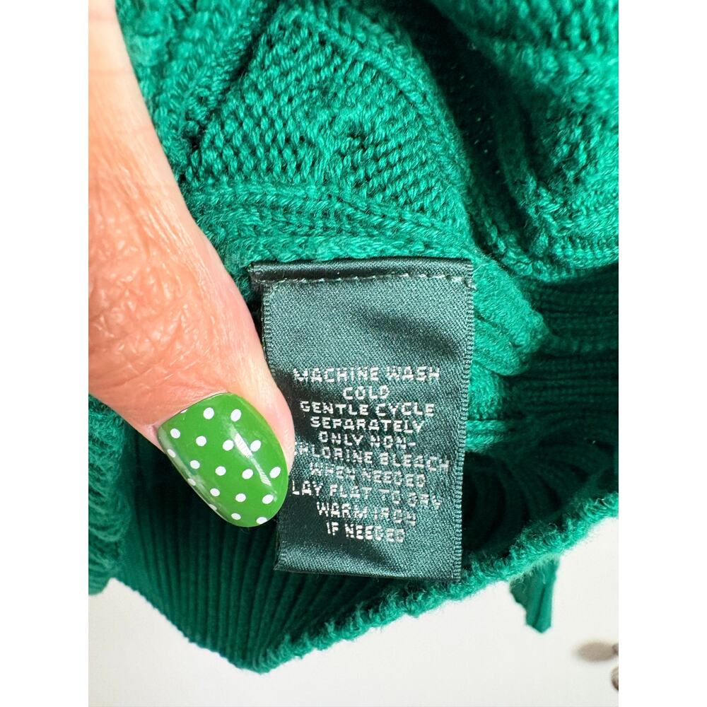 Lauren Ralph Lauren Cable Knit Full Zip Sweater Logo Pocket XL Preppy Old Money - Picture 7 of 7